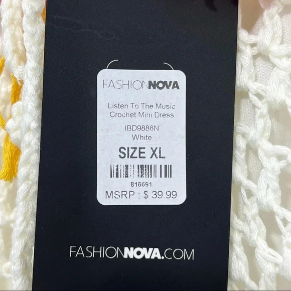 COPY - NWT Fashion Nova Listen To The Music Crochet Mini Dress With Tassels SzXL - Picture 10 of 13